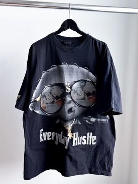 Vtg Y2K Family Guy Stewie Everyday Hustle Rap Tee Made in USA XL 25.25x32.25